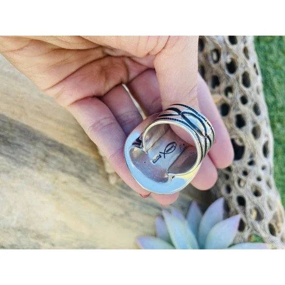 Navajo Royston Turquoise & Sterling Silver Ring Size 10